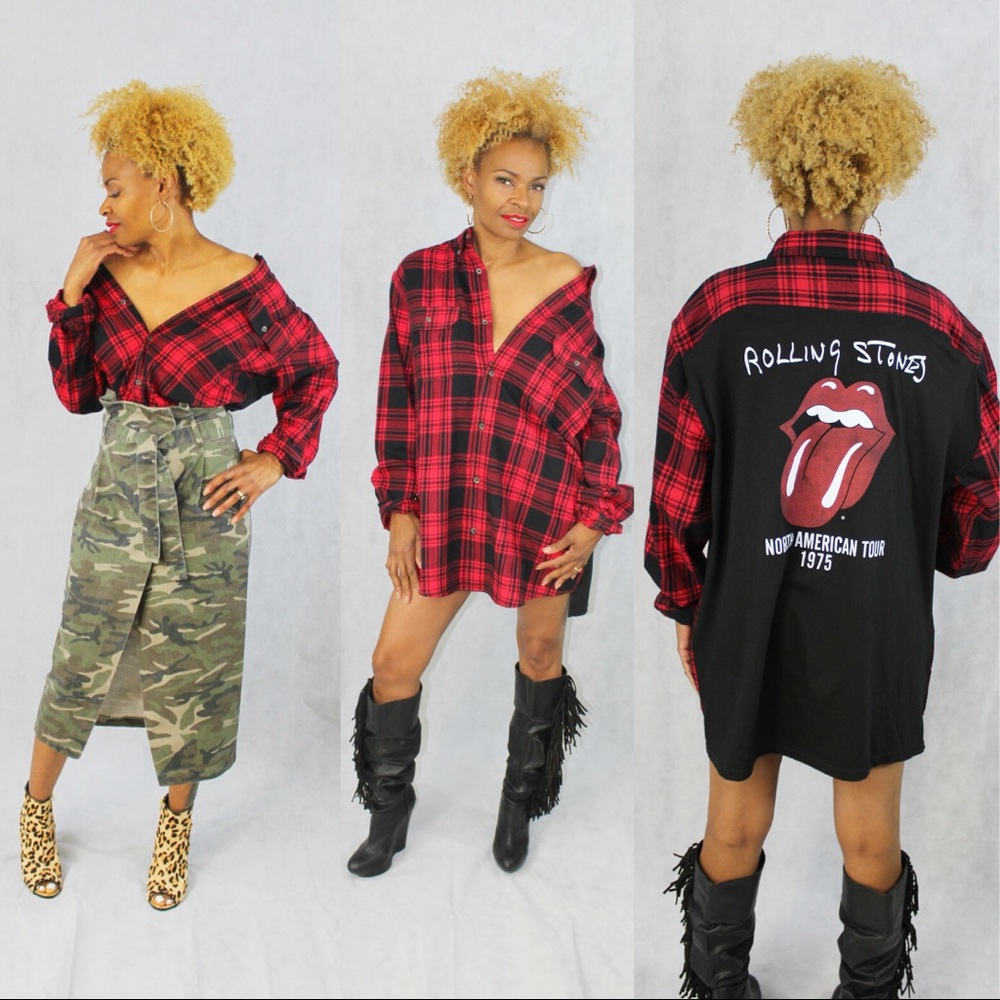 Plaid Rolling Stone tshirt